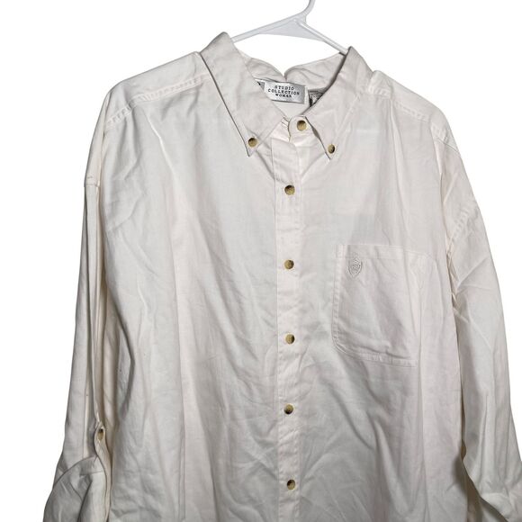 Studio Collection Blouse Women's 24W Cream Button Up 3/4 Sleeve Top Shirt NWT - Picture 2 of 9